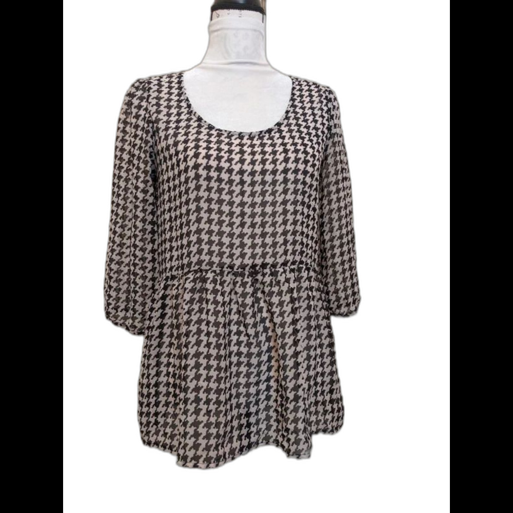 Sheer Layering Top Houndstooth Small